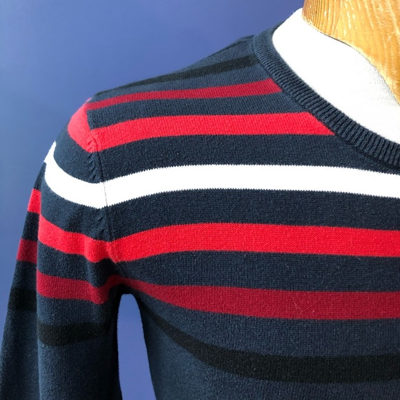 Ben Sherman Retro Small Cotton Sweater Blue Red - Picture 3 of 5